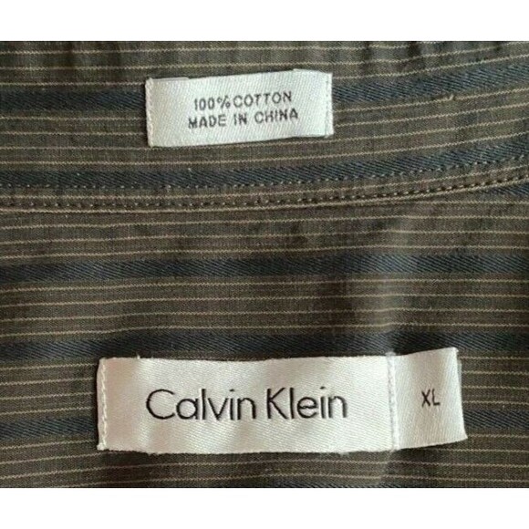 Calvin Klein CK Men's Dark Gray Striped Long Sleeve Dress Shirt Size XL - Picture 4 of 5